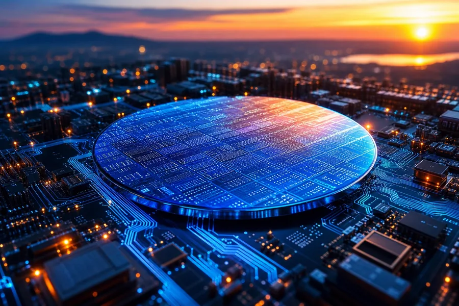Semiconductor Wafer Glowing Blue Electronics Wallpaper 6 4K 9