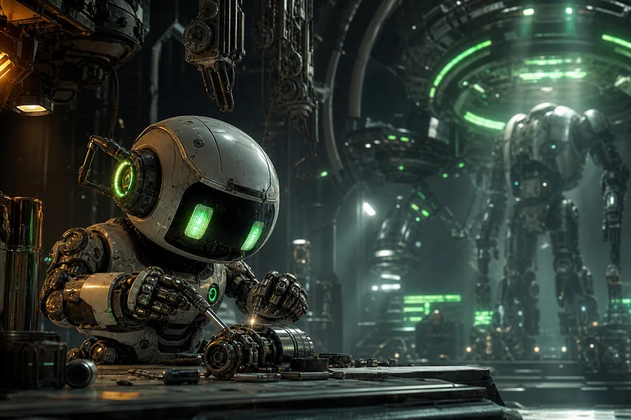 Small Cute Robot In Workshop Robots Wallpaper 3 4K 17
