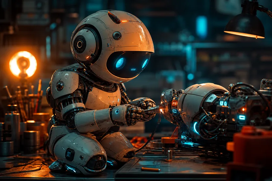 Small Cute Robot In Workshop Robots Wallpaper 3 4K 5