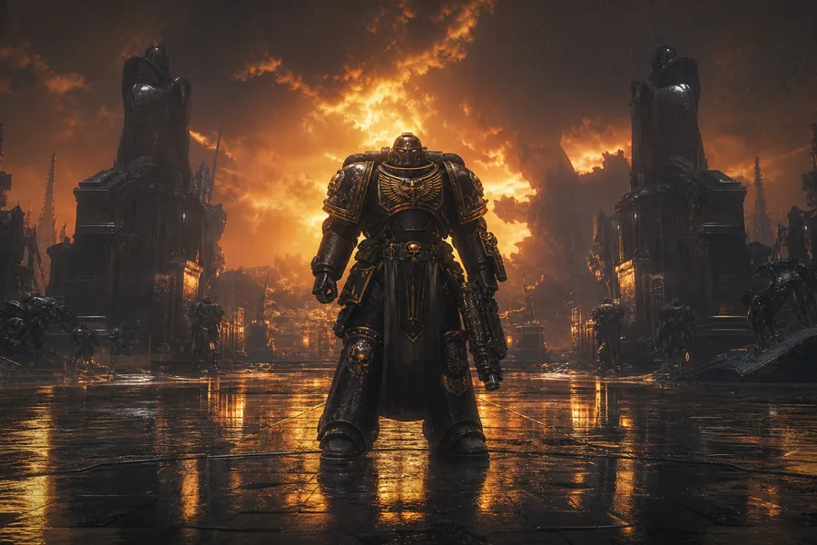 Space Marine Inspired Sci Fi Battlefield Without Logos Gaming Wallpaper 19 4K