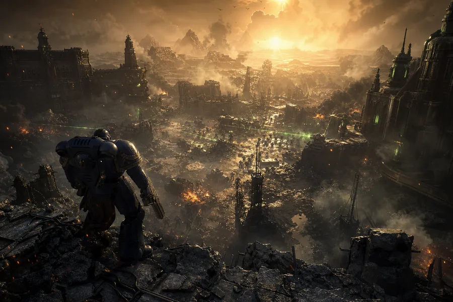 Space Marine Inspired Sci Fi Battlefield Without Logos Gaming Wallpaper 9 4K 11