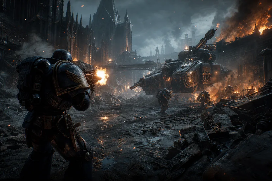 Space Marine Inspired Sci Fi Battlefield Without Logos Gaming Wallpaper 9 4K 13