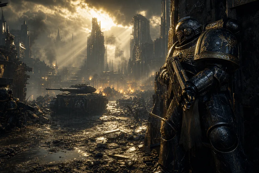 Space Marine Inspired Sci Fi Battlefield Without Logos Gaming Wallpaper 9 4K 7