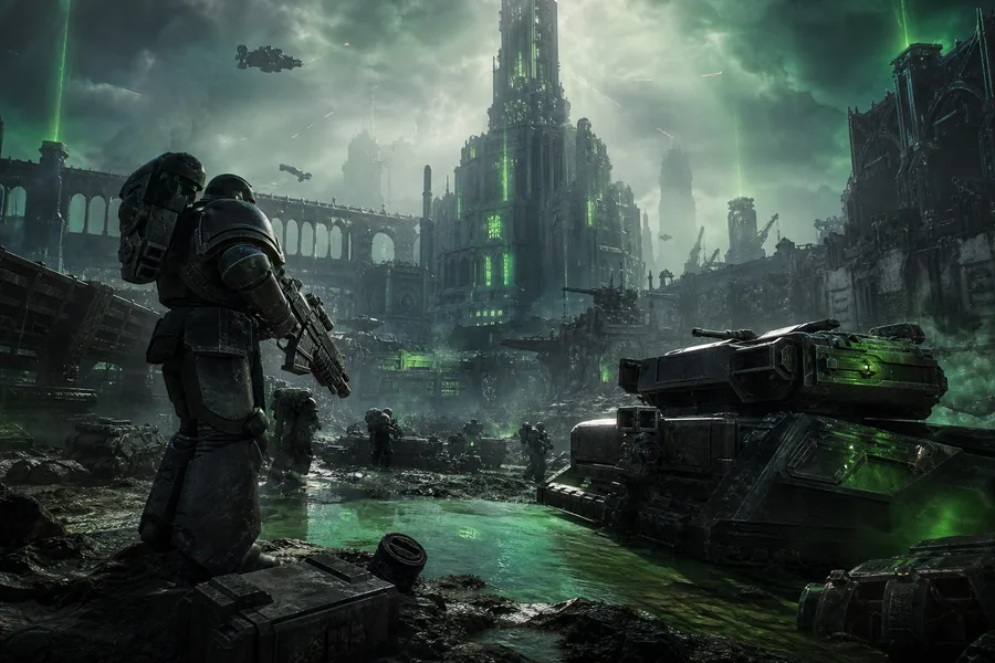 Space Marine Inspired Sci Fi Battlefield Without Logos Gaming Wallpaper 9 4K 8
