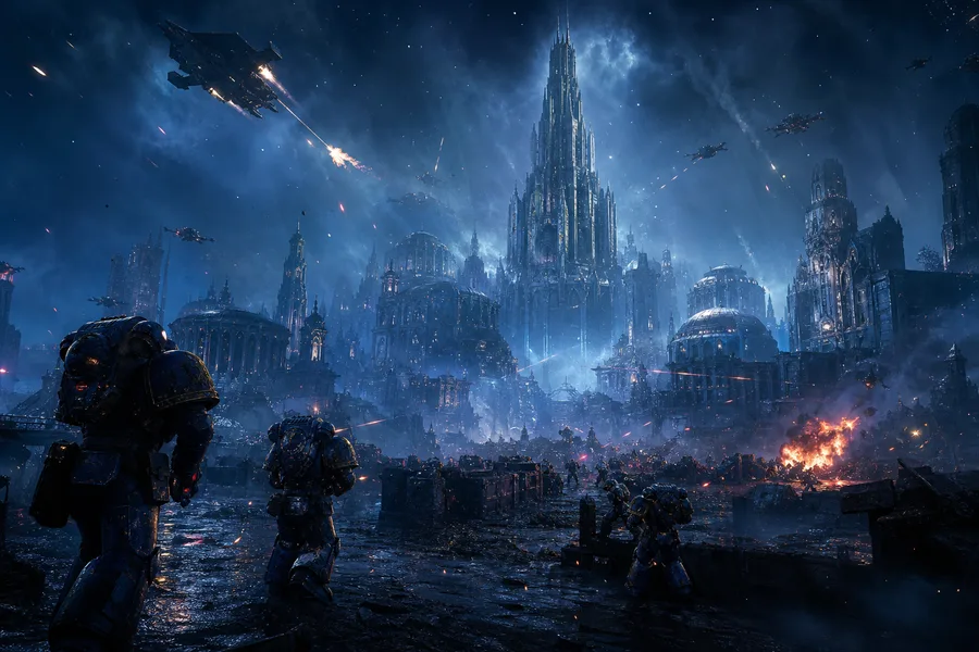Space Marine Inspired Sci Fi Battlefield Without Logos Gaming Wallpaper 9 4K 9