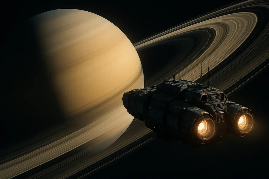 Spaceship Near Saturn Rings Space Wallpaper 14 4K