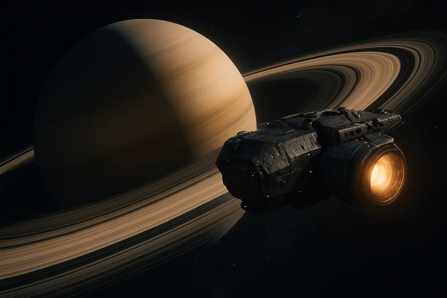 Spaceship Near Saturn Rings Space Wallpaper 6 4K