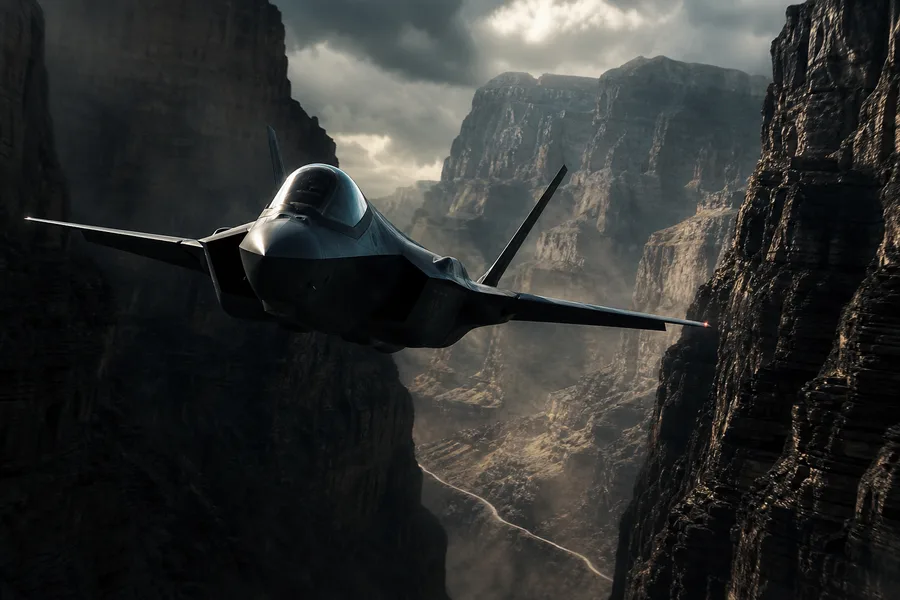 Stealth Jet Flying Through Canyon Airplanes Wallpaper 7 4K 4