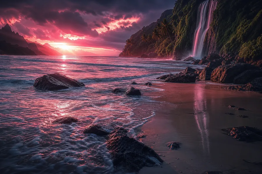 Tropical Beach Sunset Nature Wallpaper  5 4K