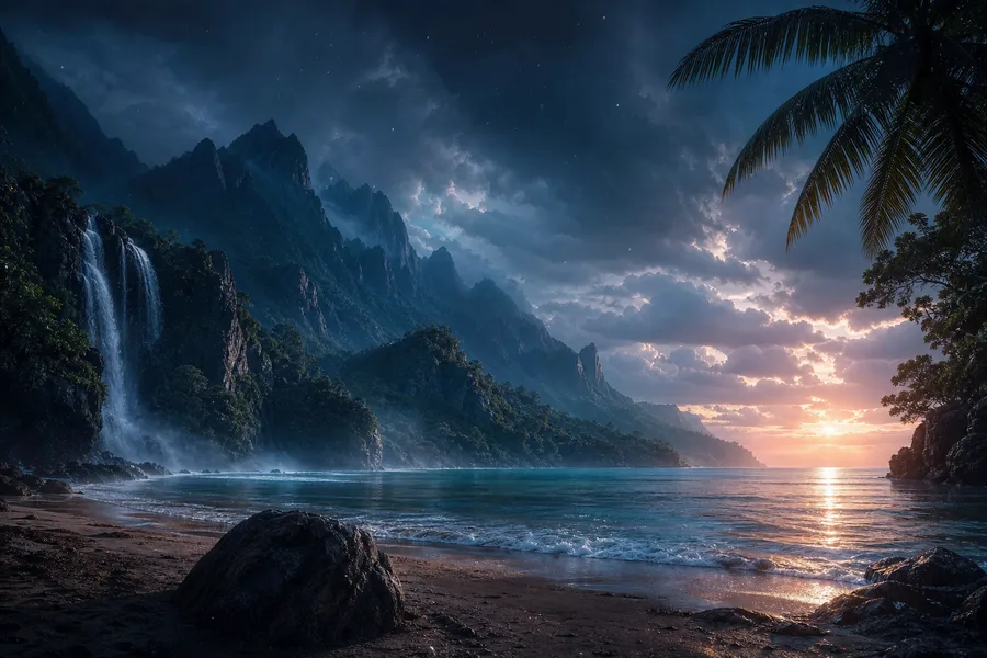 Tropical Beach Sunset Nature Wallpaper  5 4K
