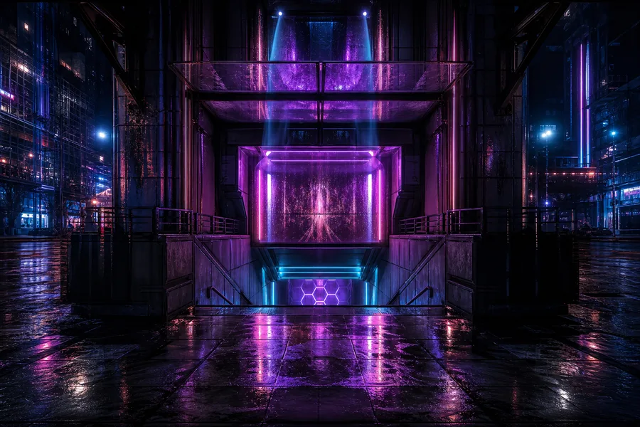 Underground Neon Club Entrance Cyberpunk Wallpaper 15 4K 2