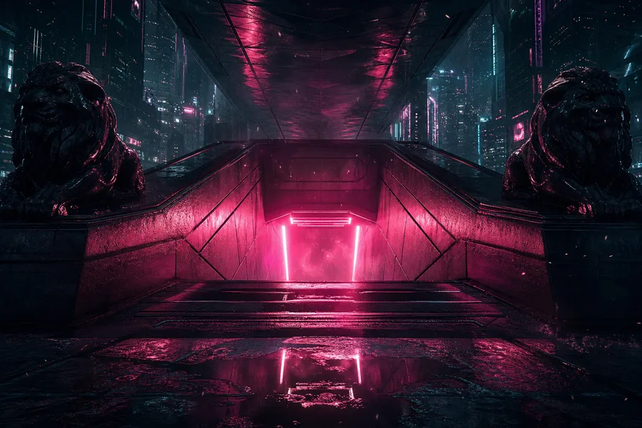 Underground Neon Club Entrance Cyberpunk Wallpaper 15 4K 7