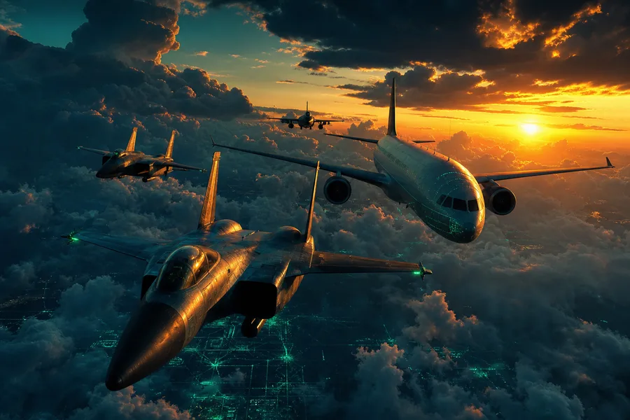 Vintage Aircraft Formation In Dramatic Sunset Clouds Airplanes Wallpaper 3 4K 10