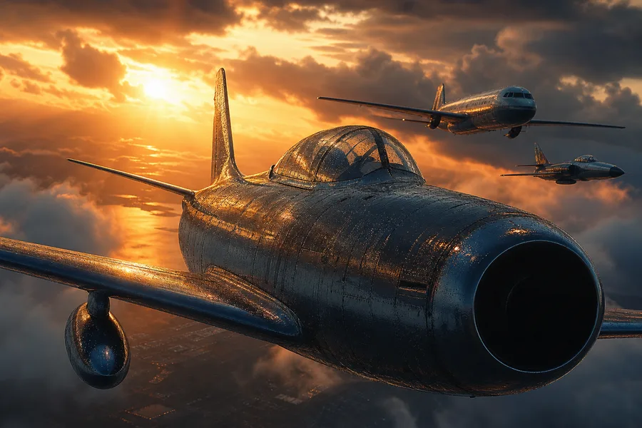 Vintage Aircraft Formation In Dramatic Sunset Clouds Airplanes Wallpaper 3 4K 15