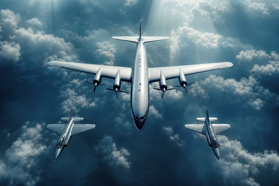 Vintage Aircraft Formation In Dramatic Sunset Clouds Airplanes Wallpaper 3 4K 16