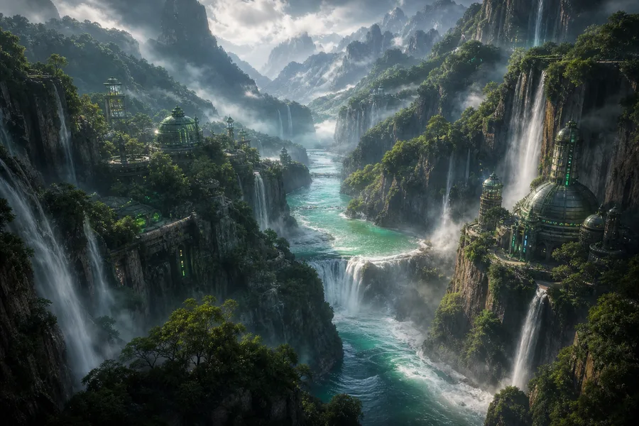 Waterfall Valley Cinematic Nature Wallpaper 3 4K 2