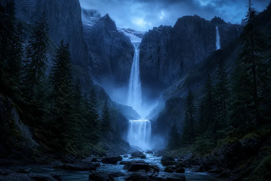 Waterfall Valley Cinematic Nature Wallpaper 3 4K 3
